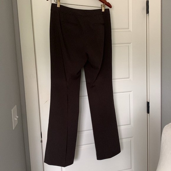 Tahari Size 6 Brown Pin Striped Dress Pants - Picture 2 of 8